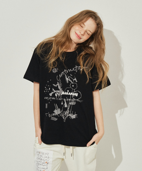 SARANAGI(サラナギ)の「SE053-T-SHIRT(black)(Tシャツ/カットソー・レディース・ブラック・FREE)」の2枚目の写真