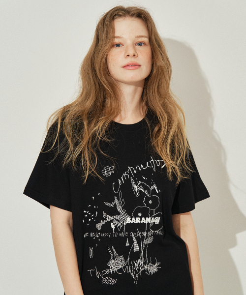 SARANAGI(サラナギ)の「SE053-T-SHIRT(black)(Tシャツ/カットソー・レディース・ブラック・FREE)」の3枚目の写真