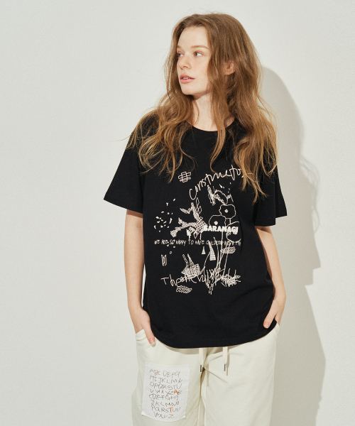 SARANAGI(サラナギ)の「SE053-T-SHIRT(black)(Tシャツ/カットソー・レディース・ブラック・FREE)」の4枚目の写真