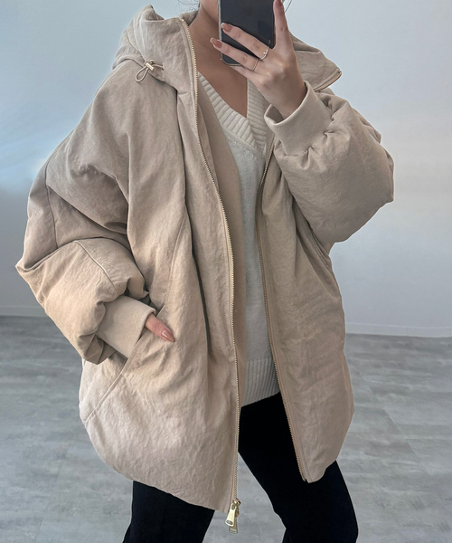 美品 SLOBE IENA ブルゾン ベージュ 23AW 中綿ボリュームフードブルゾン（その他アウター）｜SLOBE IENA