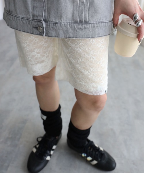 YENNA（イェンナ）の「【ルーズハーフレギンス/バイカーパンツ】レースバイカー/チュールバイカー（レギンス/スパッツ・レディース・ブラック系その他/アイボリー/ブラック/ブラウン系その他/ブラウン/ホワイト系その他・FREE）」の8枚目の写真