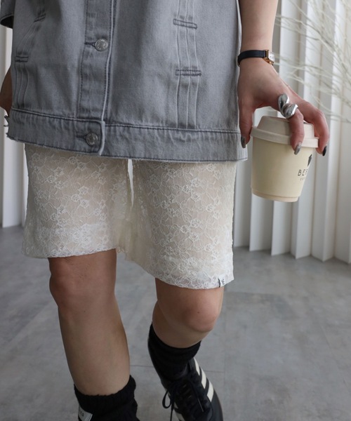 YENNA（イェンナ）の「【ルーズハーフレギンス/バイカーパンツ】レースバイカー/チュールバイカー（レギンス/スパッツ・レディース・ブラック系その他/アイボリー/ブラック/ブラウン系その他/ブラウン/ホワイト系その他・FREE）」の14枚目の写真