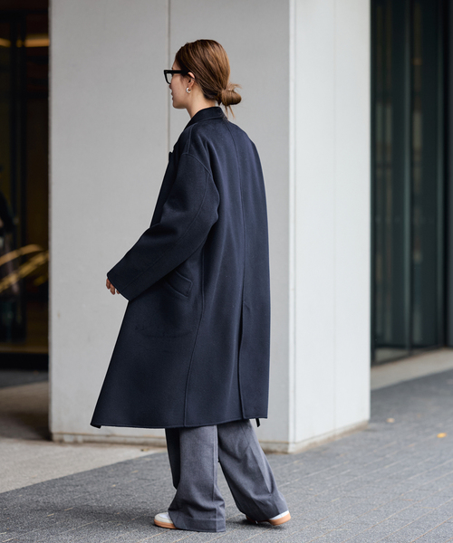 FRAMeWORK（フレームワーク）の「≪追加≫SUPER160'sダブルブレストコート（チェスターコート・レディース・ネイビー・38/36）」の13枚目の写真