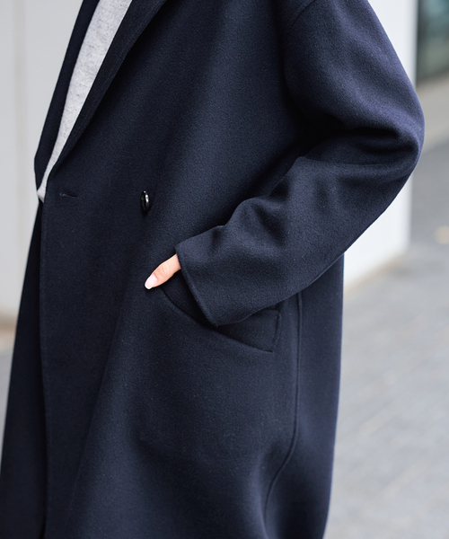 FRAMeWORK（フレームワーク）の「≪追加≫SUPER160'sダブルブレストコート（チェスターコート・レディース・ネイビー・38/36）」の19枚目の写真