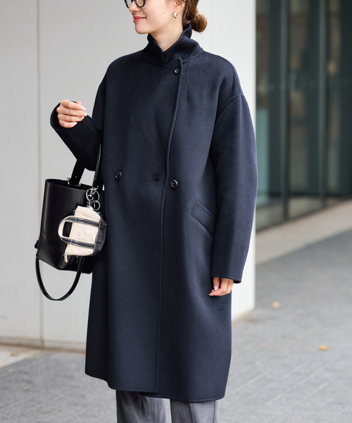 FRAMeWORK（フレームワーク）の「≪追加≫SUPER160'sダブルブレストコート（チェスターコート・レディース・ネイビー・38/36）」の20枚目の写真