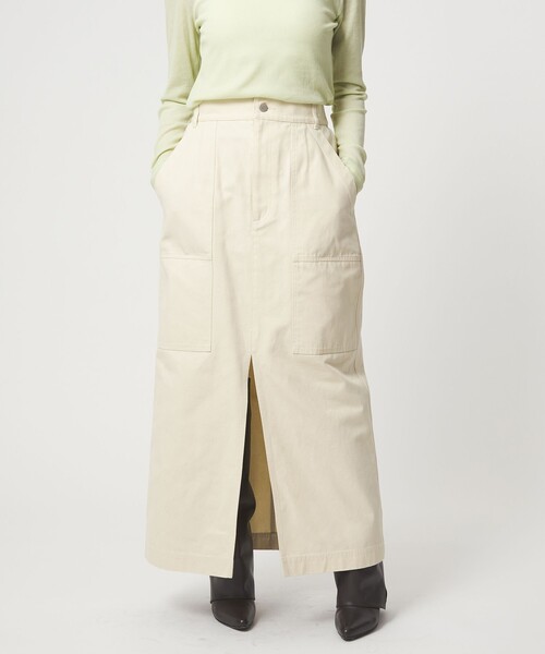 EMMEL REFINES（エメルリファインズ）の「＜EMMEL REFINES＞EM ベイカーライク ステッチ スカート（スカート・レディース・ナチュラル/レッド・S/M）」の2枚目の写真