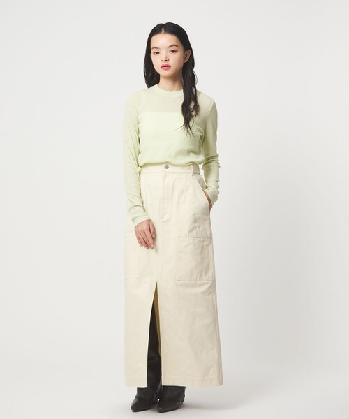 EMMEL REFINES（エメルリファインズ）の「＜EMMEL REFINES＞EM ベイカーライク ステッチ スカート（スカート・レディース・ナチュラル/レッド・S/M）」の4枚目の写真