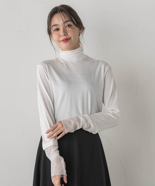 Droite lautreamont（ドロワットロートレアモン）の「ウォッシャブルベア天竺カットソー≪洗濯機で洗える≫（Tシャツ/カットソー・レディース・オフホワイト・M）」の2枚目の写真