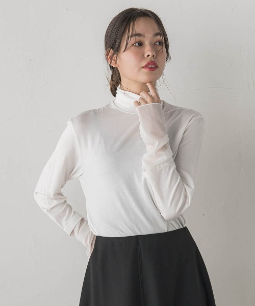 Droite lautreamont（ドロワットロートレアモン）の「ウォッシャブルベア天竺カットソー≪洗濯機で洗える≫（Tシャツ/カットソー・レディース・オフホワイト・M）」の3枚目の写真