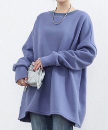 裏起毛であったかい◎体のラインを拾わずラフな着心地とこなれ感の両立♪ラウンドネックオーバーサイズプルオーバー