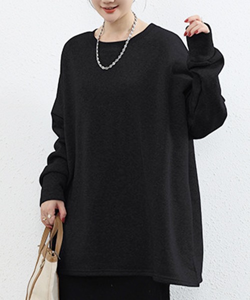 Amulet(アミュレット)の「裏起毛であったかい◎体のラインを拾わずラフな着心地とこなれ感の両立♪ラウンドネックオーバーサイズプルオーバー(Tシャツ/カットソー・レディース・アイボリー/グレー/ブルー/ブラック・FREE)」の15枚目の写真
