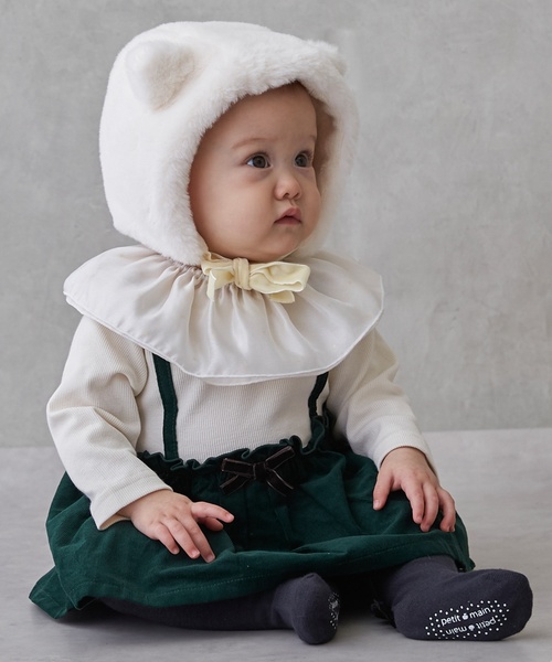 セール】フリル衿つきチェックOPロンパース（ロンパース）｜petit main