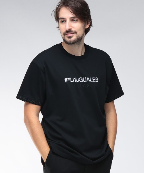 1PIU1UGUALE3 RELAX (ウノピゥウノウグァーレトレ リラックス)の「1PIU1UGUALE3 RELAX (ウノ ピュ ウノ ウグァーレ トレ リラックス) フロント刺繍&バックライン ストーンロゴ 半袖 Tシャツ 1PRUST26087SZ メンズ(Tシャツ/カットソー・メンズ・ホワイト/ブラック・S/M/L/2XL/XL)」の1枚目の写真