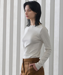 Scoop Neck Cotton Span T-Shirt Cream
