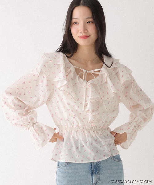 Heather(ヘザー)の「【プロジェクトセカイ×ZOZOTOWN】MORE MORE JUMP!ラッフルリボンブラウス 659943(シャツ/ブラウス・レディース・ブルー/エメラルド/グリーン/ピンク/レッド/オレンジ・FREE)」の1枚目の写真
