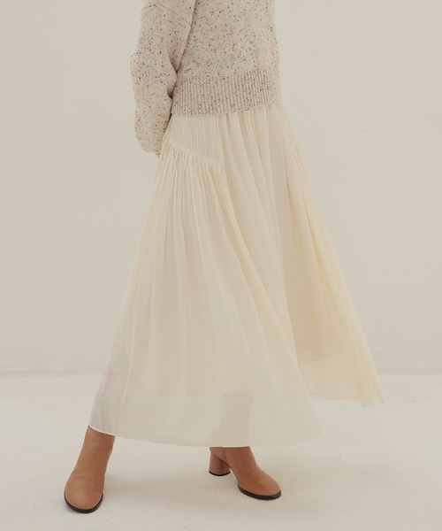 DRESSLAVE(ドレスレイブ)の「silky sheer gather skirt(シルキーシアーギャザースカート)(スカート・レディース・グレー/ホワイト・38)」の1枚目の写真