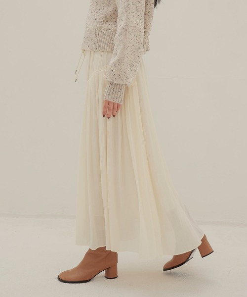 DRESSLAVE(ドレスレイブ)の「silky sheer gather skirt(シルキーシアーギャザースカート)(スカート・レディース・グレー/ホワイト・38)」の3枚目の写真