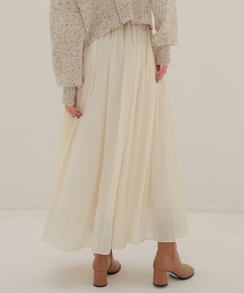 DRESSLAVE(ドレスレイブ)の「silky sheer gather skirt(シルキーシアーギャザースカート)(スカート・レディース・グレー/ホワイト・38)」の4枚目の写真