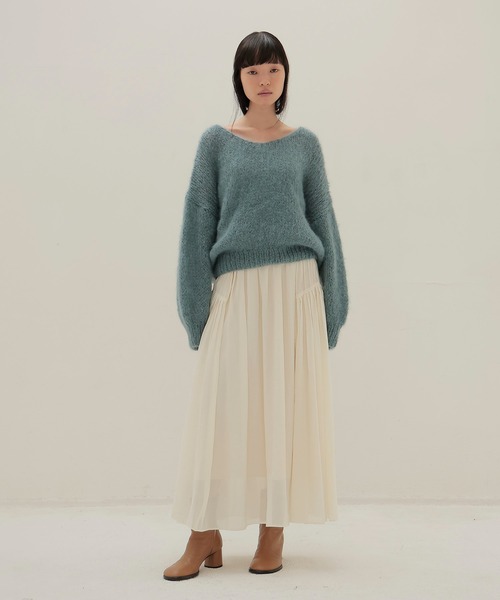 DRESSLAVE(ドレスレイブ)の「silky sheer gather skirt(シルキーシアーギャザースカート)(スカート・レディース・グレー/ホワイト・38)」の19枚目の写真