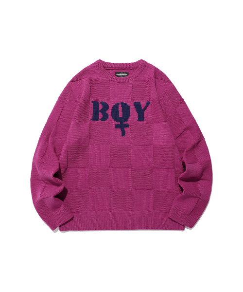 NICE GHOST CLUB(ナイスゴーストクラブ)の「BOY L/S KNIT TEE_PINK(NG2EFUK607A)(ニット/セーター・レディース・ピンク・S/M/L)」の1枚目の写真