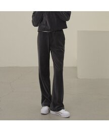 Velour Bending Semi Wide Pants _Charcoal