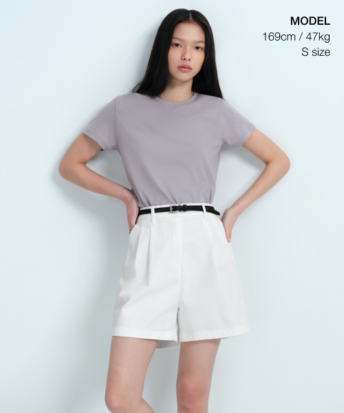 MUSINSA STANDARD WOMAN（ムシンサスタンダードウーマン）の「ウィメンズモーダルブレンドベーシッククルーネックTシャツ[パープルグレー]（Tシャツ/カットソー・レディース・その他・MEDIUM/SMALL/X-SMALL/LARGE）」の2枚目の写真