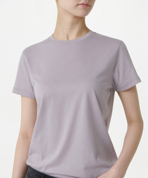 MUSINSA STANDARD WOMAN（ムシンサスタンダードウーマン）の「ウィメンズモーダルブレンドベーシッククルーネックTシャツ[パープルグレー]（Tシャツ/カットソー・レディース・その他・MEDIUM/SMALL/X-SMALL/LARGE）」の5枚目の写真