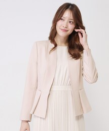 COUP DE CHANCE（クードシャンス）の「【手洗い可/日本製/スーツ可】ペプラムデザイン カラーレスジャケット（ノーカラージャケット）」