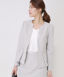 COUP DE CHANCE（クードシャンス）の「【手洗い可/日本製/スーツ可】ペプラムデザイン カラーレスジャケット（ノーカラージャケット）」