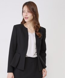 COUP DE CHANCE（クードシャンス）の「【手洗い可/日本製/スーツ可】ペプラムデザイン カラーレスジャケット（ノーカラージャケット）」
