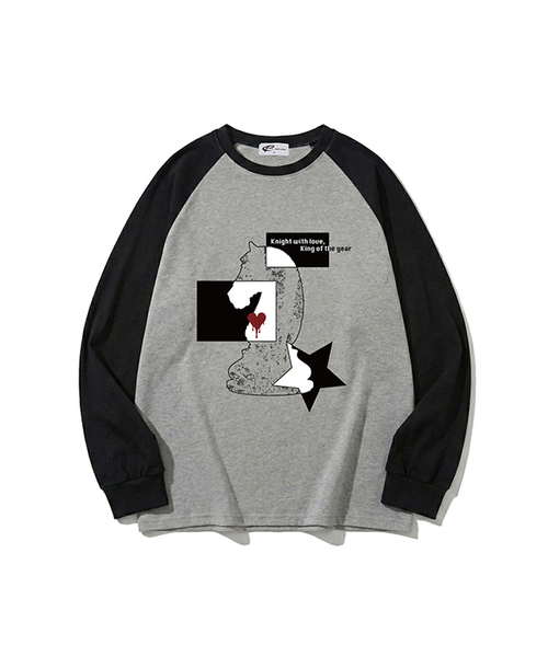 ESCAPEFROM（エスケープフロム）の「ハートオンザボードプリントロングスリーブ [6カラー]（Tシャツ/カットソー・レディース・グレー/ネイビー/ブラック/ホワイト/ピンク/ブラウン・SMALL/MEDIUM/LARGE）」の3枚目の写真