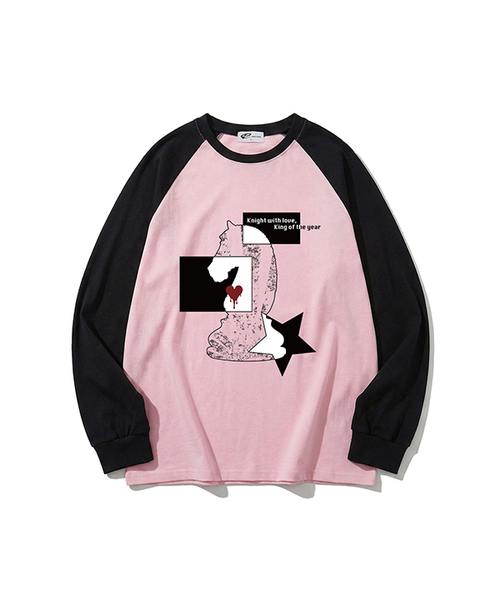 ESCAPEFROM（エスケープフロム）の「ハートオンザボードプリントロングスリーブ [6カラー]（Tシャツ/カットソー・レディース・グレー/ネイビー/ブラック/ホワイト/ピンク/ブラウン・SMALL/MEDIUM/LARGE）」の6枚目の写真