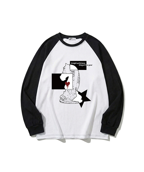ESCAPEFROM（エスケープフロム）の「ハートオンザボードプリントロングスリーブ [6カラー]（Tシャツ/カットソー・レディース・グレー/ネイビー/ブラック/ホワイト/ピンク/ブラウン・SMALL/MEDIUM/LARGE）」の2枚目の写真