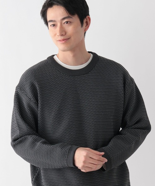 GLOBAL WORK(グローバルワーク)の「トクトク2SETカノコニットプルオーバー&長袖Tシャツ/647557(ニット/セーター・メンズ・ベージュ/ネイビー/ミント/チャコールグレー/サックスブルー・LARGE/MEDIUM/SMALL/X-LARGE)」の12枚目の写真