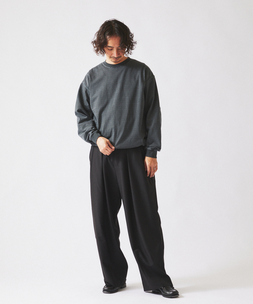 JOURNAL STANDARD relume（ジャーナルスタンダード　レリューム）の「アウトバインダー 天竺 ボーダー Tシャツ（Tシャツ/カットソー・メンズ・ブラック/ブルー系その他/レッド・MEDIUM/LARGE）」の6枚目の写真