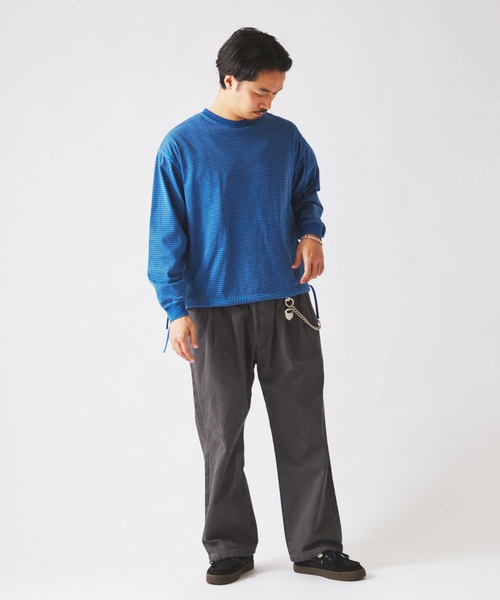 JOURNAL STANDARD relume（ジャーナルスタンダード　レリューム）の「アウトバインダー 天竺 ボーダー Tシャツ（Tシャツ/カットソー・メンズ・ブラック/ブルー系その他/レッド・MEDIUM/LARGE）」の18枚目の写真