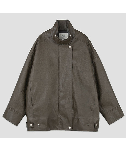 HIGHNECK OVERFIT LEATHER JUMPER(JP-592)