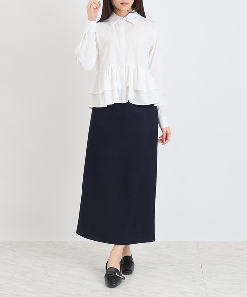 ASTORIA ODIER（アストリアオディール）の「ティアード裾フリルシャツ(ストライプ柄、無地)（シャツ/ブラウス・レディース・ホワイト/ホワイト×ブルー/サックスブルー・MEDIUM）」の16枚目の写真