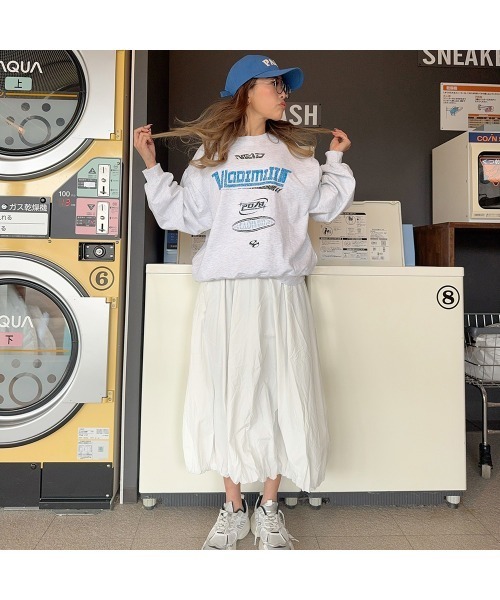 Flugge(フラッジー)の「ボリュームロングバールーンスカート(スカート・レディース・グレー/ホワイト・FREE)」の2枚目の写真