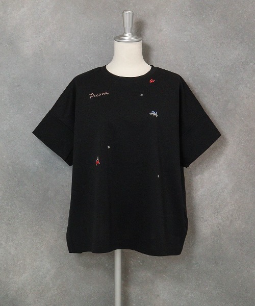 STUDIO PICONE(スタジオピッコーネ)の「コットン100%前後切替プルオーバー(Tシャツ/カットソー・レディース・ライトブルー/ブラック/ホワイト/ベージュ・LL/L/M)」の3枚目の写真