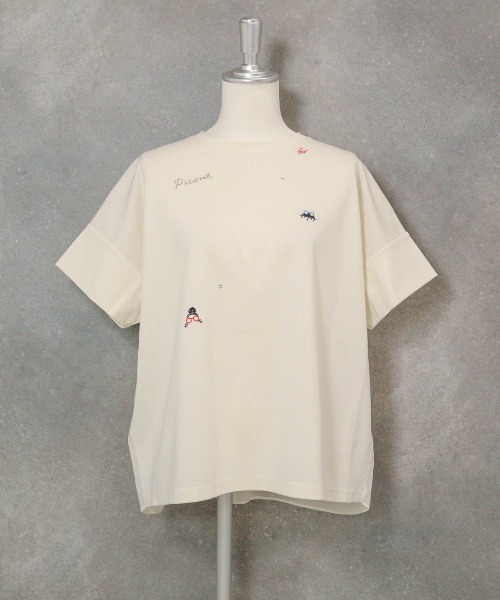 STUDIO PICONE(スタジオピッコーネ)の「コットン100%前後切替プルオーバー(Tシャツ/カットソー・レディース・ライトブルー/ブラック/ホワイト/ベージュ・LL/L/M)」の5枚目の写真