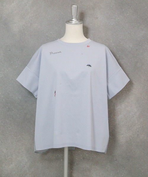 STUDIO PICONE(スタジオピッコーネ)の「コットン100%前後切替プルオーバー(Tシャツ/カットソー・レディース・ライトブルー/ブラック/ホワイト/ベージュ・LL/L/M)」の9枚目の写真