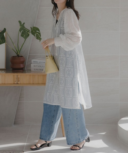 slattgir(スラットジール)の「高身長 ブロックレースチュニックワンピース(トールサイズ)Essenave(ワンピース・レディース・オフホワイト/ブラック・TLL/TL/TM/T5L/T4L/T3L)」の7枚目の写真