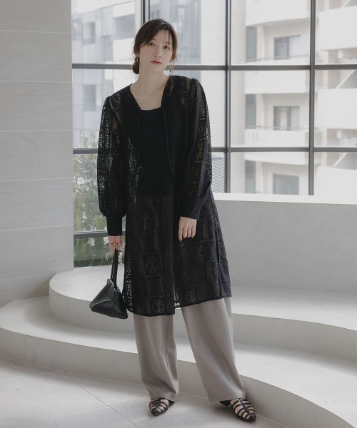 slattgir(スラットジール)の「高身長 ブロックレースチュニックワンピース(トールサイズ)Essenave(ワンピース・レディース・オフホワイト/ブラック・TLL/TL/TM/T5L/T4L/T3L)」の11枚目の写真