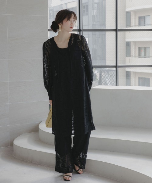 slattgir(スラットジール)の「高身長 ブロックレースチュニックワンピース(トールサイズ)Essenave(ワンピース・レディース・オフホワイト/ブラック・TLL/TL/TM/T5L/T4L/T3L)」の10枚目の写真