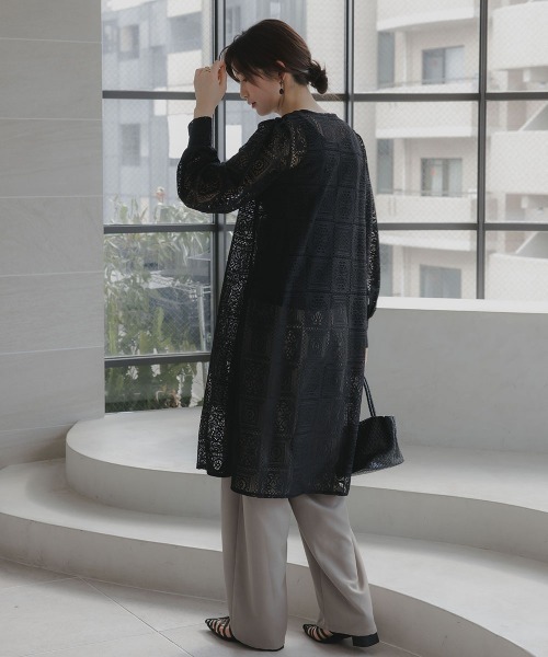 slattgir(スラットジール)の「高身長 ブロックレースチュニックワンピース(トールサイズ)Essenave(ワンピース・レディース・オフホワイト/ブラック・TLL/TL/TM/T5L/T4L/T3L)」の13枚目の写真