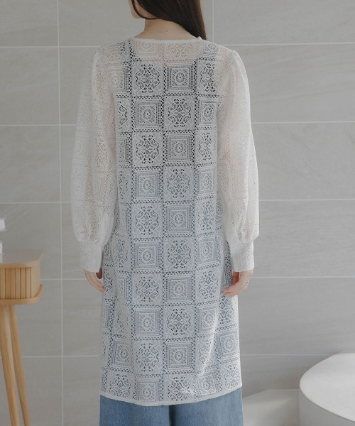 slattgir(スラットジール)の「高身長 ブロックレースチュニックワンピース(トールサイズ)Essenave(ワンピース・レディース・オフホワイト/ブラック・TLL/TL/TM/T5L/T4L/T3L)」の19枚目の写真