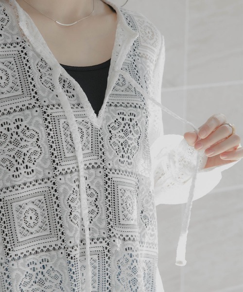 slattgir(スラットジール)の「高身長 ブロックレースチュニックワンピース(トールサイズ)Essenave(ワンピース・レディース・オフホワイト/ブラック・TLL/TL/TM/T5L/T4L/T3L)」の21枚目の写真