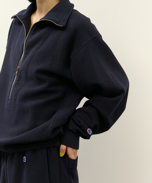 Champion(チャンピオン)の「【Champion for ADAM ET ROPE'】別注 SWEAT HALF ZIP(スウェット・レディース・ブラウン系その他3/ネイビー/オフホワイト・FREE)」の12枚目の写真
