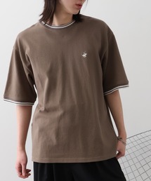 【Beverly Hills Polo Club/ビバリーヒルズ ポロクラブ】ロゴ刺繍 リブライン 鹿の子 クルーネック Tシャツ
